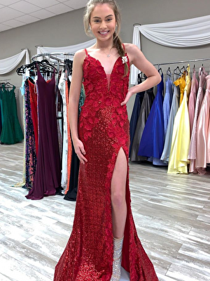 Form fitting sequin red Jovani 1012